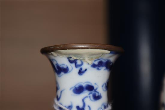 Five 19th century Chinese blue and white vases, three covers tallest 28cm